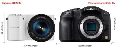 Größenvergleich: Samsung NX2000 vs. Panasonic Lumix DMC-G6 Größenvergleich: Samsung NX2000 vs. Panasonic Lumix DMC-G6