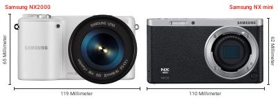 Größenvergleich: Samsung NX2000 vs. Samsung NX mini Größenvergleich: Samsung NX2000 vs. Samsung NX mini