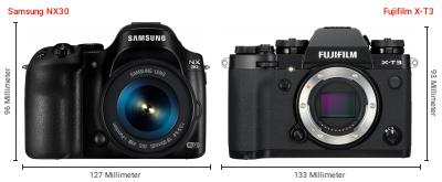 Größenvergleich: Samsung NX30 vs. Fujifilm X-T3 Größenvergleich: Samsung NX30 vs. Fujifilm X-T3