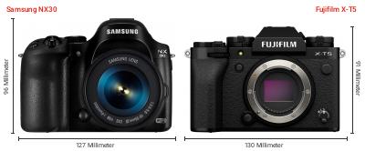 Größenvergleich: Samsung NX30 vs. Fujifilm X-T5
