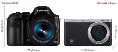 Größenvergleich: Samsung NX30 vs. Samsung NX mini Größenvergleich: Samsung NX30 vs. Samsung NX mini