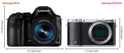 Größenvergleich: Samsung NX30 vs. Samsung NX3000 Größenvergleich: Samsung NX30 vs. Samsung NX3000