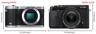 Größenvergleich: Samsung NX300 vs. Fujifilm X-E2S Größenvergleich: Samsung NX300 vs. Fujifilm X-E2S