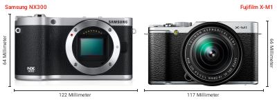 Größenvergleich: Samsung NX300 vs. Fujifilm X-M1 Größenvergleich: Samsung NX300 vs. Fujifilm X-M1
