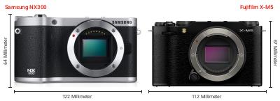 Größenvergleich: Samsung NX300 vs. Fujifilm X-M5