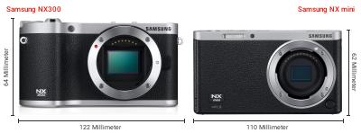 Größenvergleich: Samsung NX300 vs. Samsung NX mini Größenvergleich: Samsung NX300 vs. Samsung NX mini