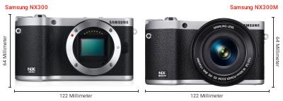 Größenvergleich: Samsung NX300 vs. Samsung NX300M Größenvergleich: Samsung NX300 vs. Samsung NX300M
