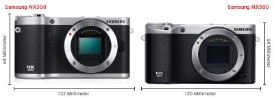 Größenvergleich: Samsung NX300 vs. Samsung NX500 Größenvergleich: Samsung NX300 vs. Samsung NX500