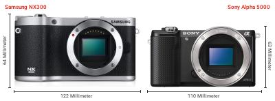 Größenvergleich: Samsung NX300 vs. Sony Alpha 5000