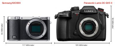 Größenvergleich: Samsung NX3000 vs. Panasonic Lumix DC-GH5 II