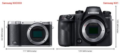 Größenvergleich: Samsung NX3000 vs. Samsung NX1 Größenvergleich: Samsung NX3000 vs. Samsung NX1