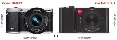 Größenvergleich: Samsung NX300M vs. Leica TL (Typ 701)