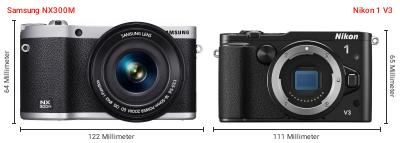 Größenvergleich: Samsung NX300M vs. Nikon 1 V3 Größenvergleich: Samsung NX300M vs. Nikon 1 V3