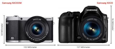 Größenvergleich: Samsung NX300M vs. Samsung NX30 Größenvergleich: Samsung NX300M vs. Samsung NX30