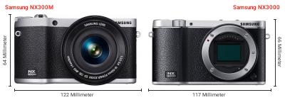 Größenvergleich: Samsung NX300M vs. Samsung NX3000 Größenvergleich: Samsung NX300M vs. Samsung NX3000