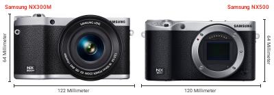 Größenvergleich: Samsung NX300M vs. Samsung NX500 Größenvergleich: Samsung NX300M vs. Samsung NX500