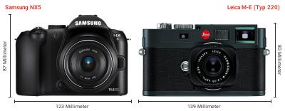 Größenvergleich: Samsung NX5 vs. Leica M-E (Typ 220) Größenvergleich: Samsung NX5 vs. Leica M-E (Typ 220)