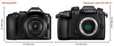 Größenvergleich: Samsung NX5 vs. Panasonic Lumix DC-GH5 II