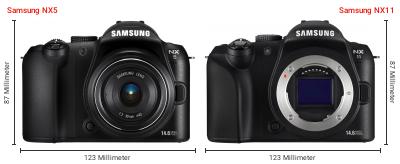 Größenvergleich: Samsung NX5 vs. Samsung NX11 Größenvergleich: Samsung NX5 vs. Samsung NX11