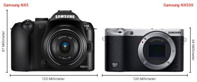 Größenvergleich: Samsung NX5 vs. Samsung NX500 Größenvergleich: Samsung NX5 vs. Samsung NX500