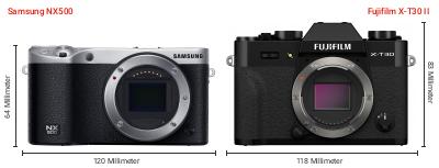 Größenvergleich: Samsung NX500 vs. Fujifilm X-T30 II
