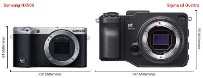 Größenvergleich: Samsung NX500 vs. Sigma sd Quattro Größenvergleich: Samsung NX500 vs. Sigma sd Quattro