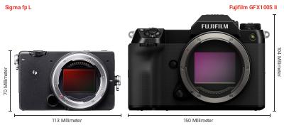 Größenvergleich: Sigma fp L vs. Fujifilm GFX100S II