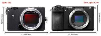 Größenvergleich: Sigma fp L vs. Sony Alpha 6700 Größenvergleich: Sigma fp L vs. Sony Alpha 6700