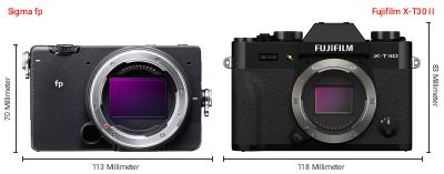 Größenvergleich: Sigma fp vs. Fujifilm X-T30 II