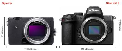 Größenvergleich: Sigma fp vs. Nikon Z50 II Größenvergleich: Sigma fp vs. Nikon Z50 II