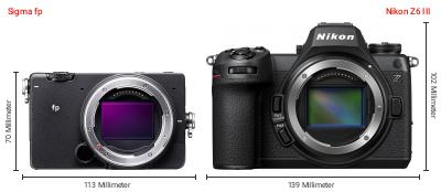 Größenvergleich: Sigma fp vs. Nikon Z6 III