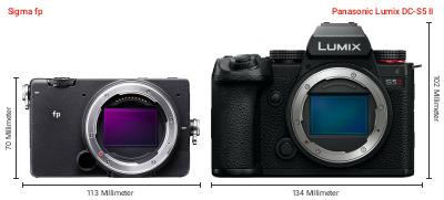 Größenvergleich: Sigma fp vs. Panasonic Lumix DC-S5 II Größenvergleich: Sigma fp vs. Panasonic Lumix DC-S5 II
