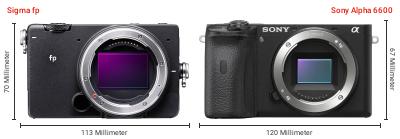 Größenvergleich: Sigma fp vs. Sony Alpha 6600 Größenvergleich: Sigma fp vs. Sony Alpha 6600