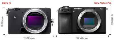 Größenvergleich: Sigma fp vs. Sony Alpha 6700 Größenvergleich: Sigma fp vs. Sony Alpha 6700