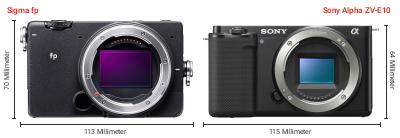 Größenvergleich: Sigma fp vs. Sony Alpha ZV-E10