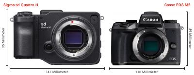 Größenvergleich: Sigma sd Quattro H vs. Canon EOS M5 Größenvergleich: Sigma sd Quattro H vs. Canon EOS M5