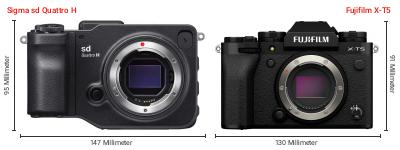 Größenvergleich: Sigma sd Quattro H vs. Fujifilm X-T5