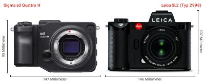 Größenvergleich: Sigma sd Quattro H vs. Leica SL2 (Typ 2998) Größenvergleich: Sigma sd Quattro H vs. Leica SL2 (Typ 2998)
