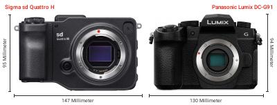 Größenvergleich: Sigma sd Quattro H vs. Panasonic Lumix DC-G91 Größenvergleich: Sigma sd Quattro H vs. Panasonic Lumix DC-G91