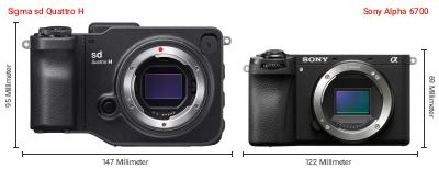 Größenvergleich: Sigma sd Quattro H vs. Sony Alpha 6700