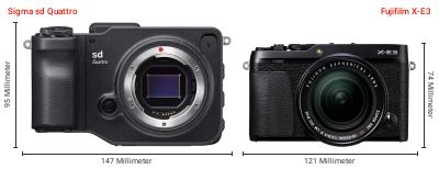 Größenvergleich: Sigma sd Quattro vs. Fujifilm X-E3
