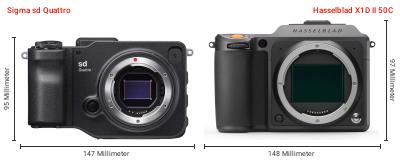 Größenvergleich: Sigma sd Quattro vs. Hasselblad X1D II 50C Größenvergleich: Sigma sd Quattro vs. Hasselblad X1D II 50C