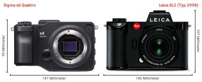 Größenvergleich: Sigma sd Quattro vs. Leica SL2 (Typ 2998) Größenvergleich: Sigma sd Quattro vs. Leica SL2 (Typ 2998)