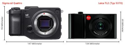 Größenvergleich: Sigma sd Quattro vs. Leica TL2 (Typ 5370) Größenvergleich: Sigma sd Quattro vs. Leica TL2 (Typ 5370)