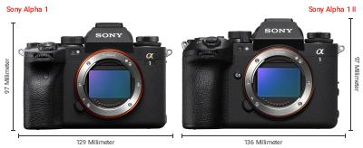 Größenvergleich: Sony Alpha 1 vs. Sony Alpha 1 II Größenvergleich: Sony Alpha 1 vs. Sony Alpha 1 II