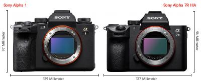 Größenvergleich: Sony Alpha 1 vs. Sony Alpha 7R IIIA Größenvergleich: Sony Alpha 1 vs. Sony Alpha 7R IIIA