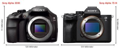 Größenvergleich: Sony Alpha 3000 vs. Sony Alpha 7S III