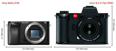 Größenvergleich: Sony Alpha 6100 vs. Leica SL2-S (Typ 9584) Größenvergleich: Sony Alpha 6100 vs. Leica SL2-S (Typ 9584)