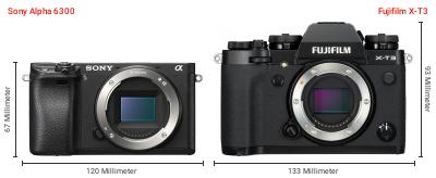 Größenvergleich: Sony Alpha 6300 vs. Fujifilm X-T3