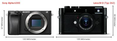 Größenvergleich: Sony Alpha 6300 vs. Leica M-D (Typ 262) Größenvergleich: Sony Alpha 6300 vs. Leica M-D (Typ 262)